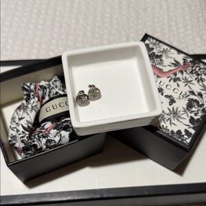 Gucci Silver Logo Stud Earrings